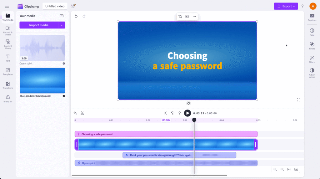 The Clipchamp editor